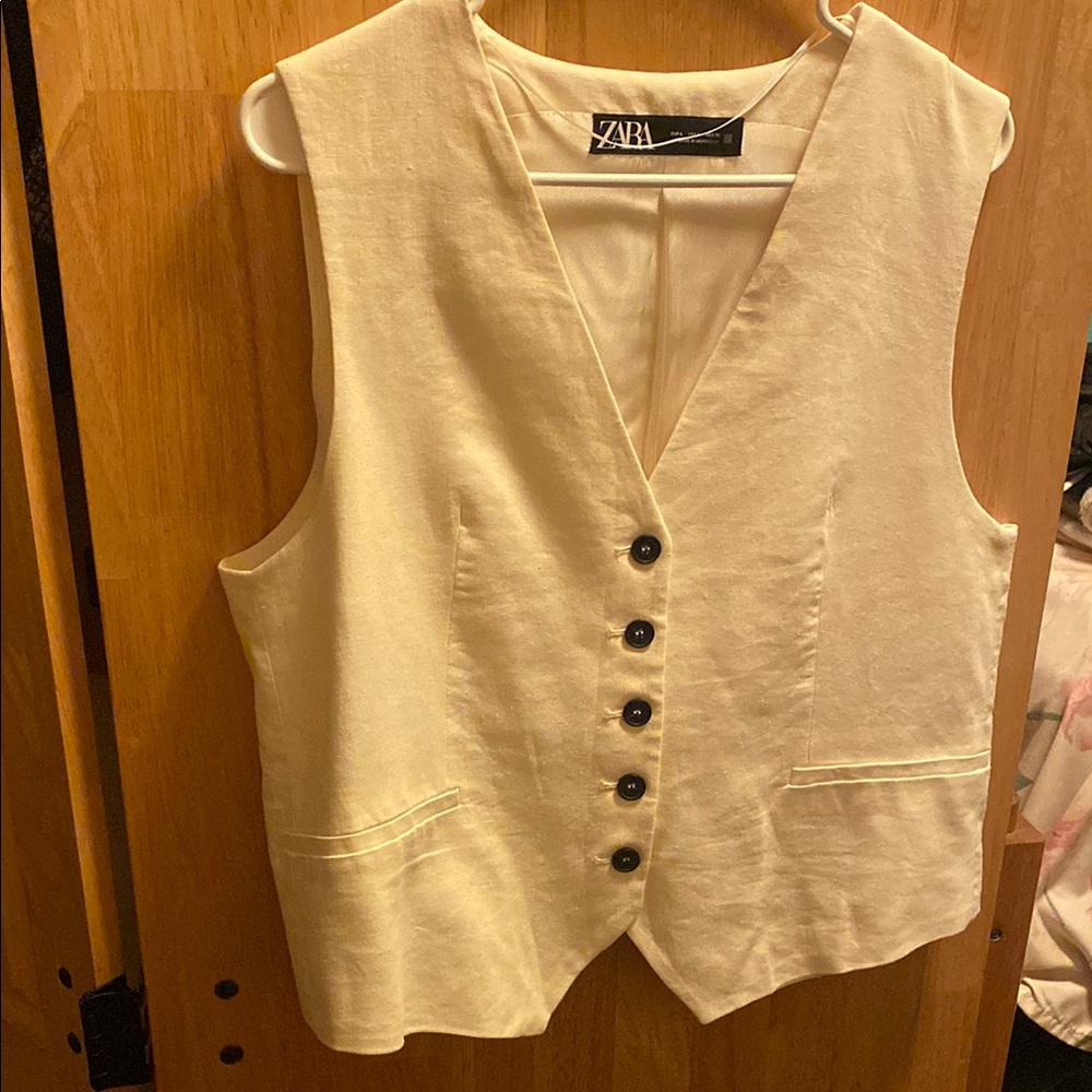 Zara Cream Button-Down Women's Vest